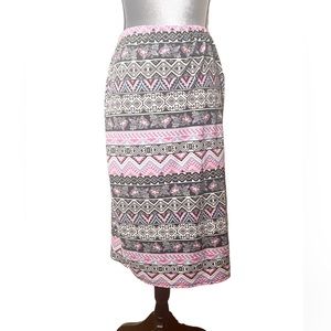 Hot Kiss Aztec Print Midi Pencil Skirt 2X/3X